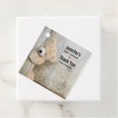 Niedlicher gepolsterter Bär Rustikale Holzsäulendu Geschenkanhänger (Beispiel)