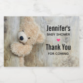 Niedlicher gepolsterter Bär Rustikale Holzsäulendu Schaumweinetikett (Einzelnes Label)