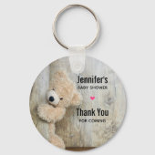 Niedlicher gepolsterter Bär Rustikale Holzsäulendu Schlüsselanhänger (Vorderseite)