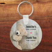 Niedlicher gepolsterter Bär Rustikale Holzsäulendu Schlüsselanhänger (Vorderseite)