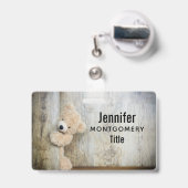 Niedlicher gepolsterter Bär Rustikale Holzwand Ausweis (Rückseite mit Ausziehbar)