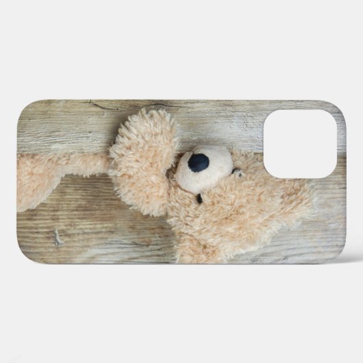 Niedlicher gepolsterter Bär Rustikale Holzwand Case-Mate iPhone Hülle (Rückseite (Horizontal))