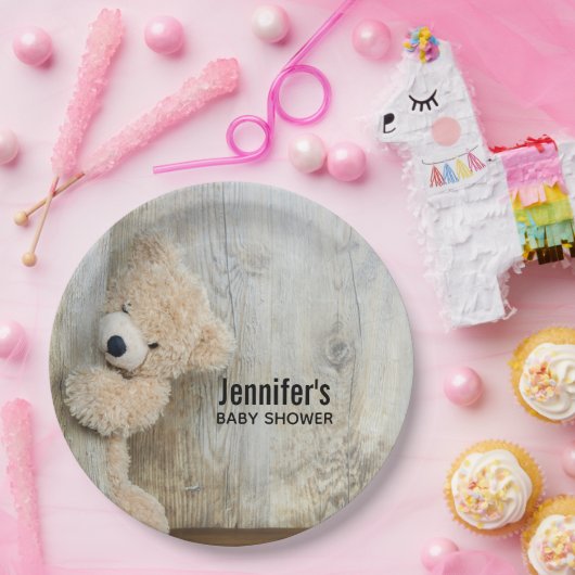 Niedlicher gepolsterter Bär Rustikale Rückenspülun Pappteller (Party)