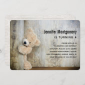 Niedlicher gepolsterter Bär Rustikaler Holzboden G Einladung (Vorne/Hinten)