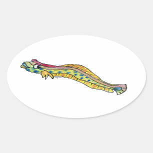 Niedlicher Gepunkteter Eel Fish Worm Blenny Oval S Ovaler Aufkleber