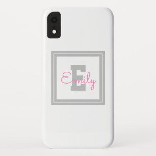 Niedlicher Gerahmter Name und Monogramm Light Gr Case-Mate iPhone Hülle