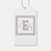 Niedlicher Gerahmter Name und Monogramm | Light Gr Geschenkanhänger (Vorderseite)
