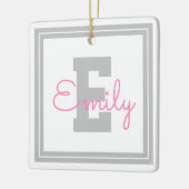Niedlicher Gerahmter Name und Monogramm | Light Gr Keramikornament (Links)