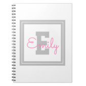 Niedlicher Gerahmter Name und Monogramm | Light Gr Notizblock (Vorderseite)