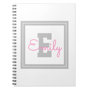 Niedlicher Gerahmter Name und Monogramm Light Gr Notizblock