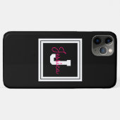 Niedlicher Gerahmter Name und Monogramm | Schwarz- Case-Mate iPhone Hülle (Rückseite (Horizontal))