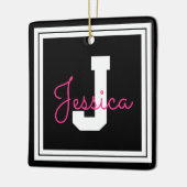 Niedlicher Gerahmter Name und Monogramm | Schwarz- Keramikornament (Links)