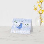 Niedlicher Gesang-blaue Vogel-Anmerkungs-Karte Karte (Gelbe Blume)