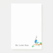 Niedlicher Gesang-blauer Vogel auf Post-it Klebezettel (Vorderseite)