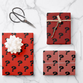Niedlicher Geschenkkarton (Fragezeichen), rot/schw Geschenkpapier Set