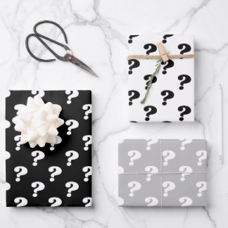 Niedlicher Geschenkkarton (Fragezeichen), schwarz  Geschenkpapier Set
