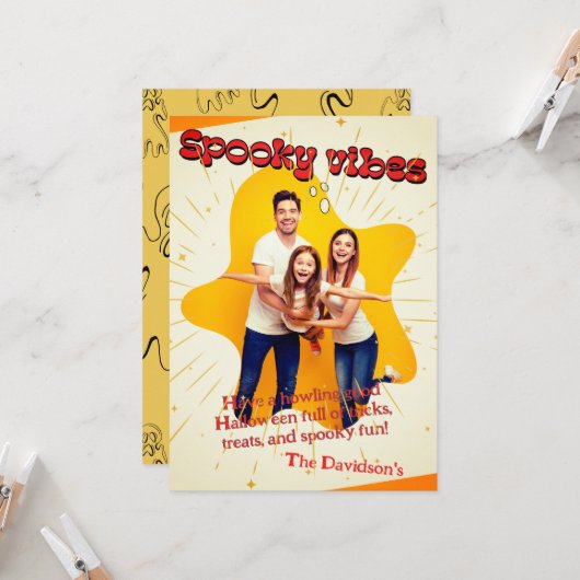 Niedlicher Ghost-Ausschnitt Spaß-Gruß Karte (Vorderseite/Rückseite Beispiel)