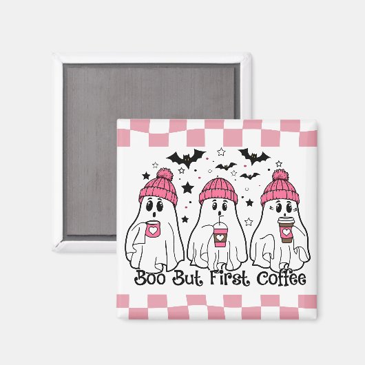 Niedlicher Ghost-Kaffee Rosa Magnet (Vorderseite/Rückseite)
