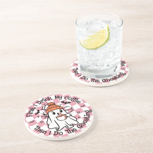 Niedlicher Ghost-Kaffeefall Getränkeuntersetzer (Seite)
