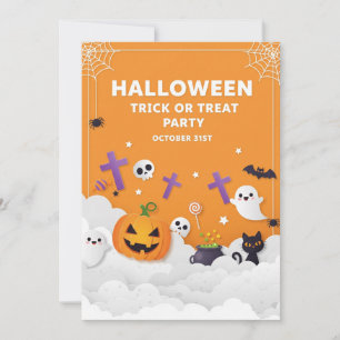 Niedlicher Ghost & Pumpkin Halloween Einladung