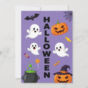 Niedlicher Ghost & Pumpkin Halloween Einladung