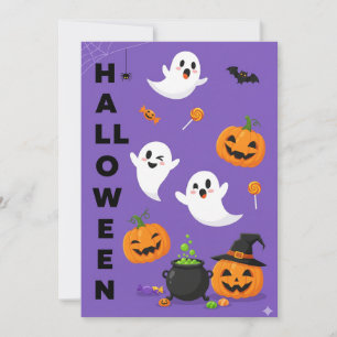 Niedlicher Ghost & Pumpkin Halloween Einladung