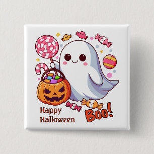 Niedlicher Ghost, Pumpkins und Candy Button