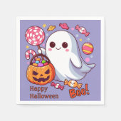 Niedlicher Ghost, Pumpkins und Candy Serviette (Vorderseite)