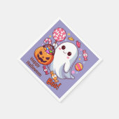 Niedlicher Ghost, Pumpkins und Candy Serviette (Ecke)
