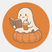 Niedlicher Ghost-Reader Runder Aufkleber (Vorderseite)