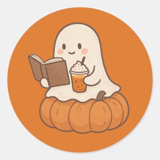 Niedlicher Ghost-Reader Runder Aufkleber (Vorderseite)