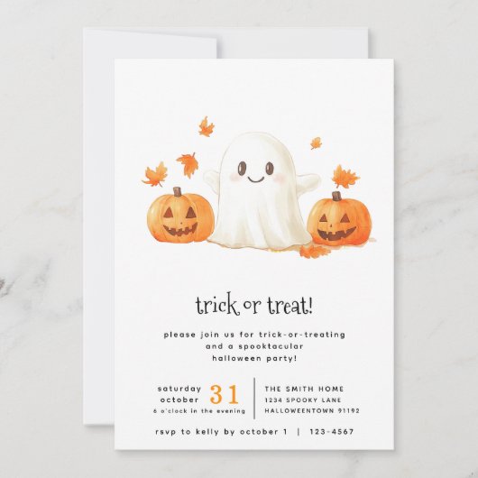 Niedlicher Ghost Spooktacular Trick oder Behandlun Einladung (Vorderseite)