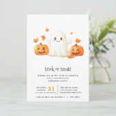 Niedlicher Ghost Spooktacular Trick oder Behandlun Einladung (Stehend Vorderseite)