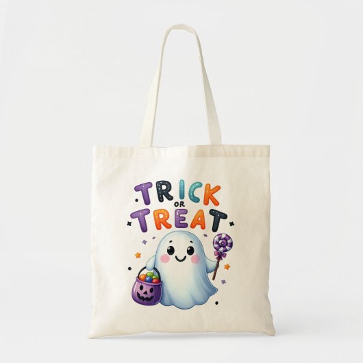 Niedlicher Ghost-Trick oder Treat-Bag Tragetasche (Vorne)