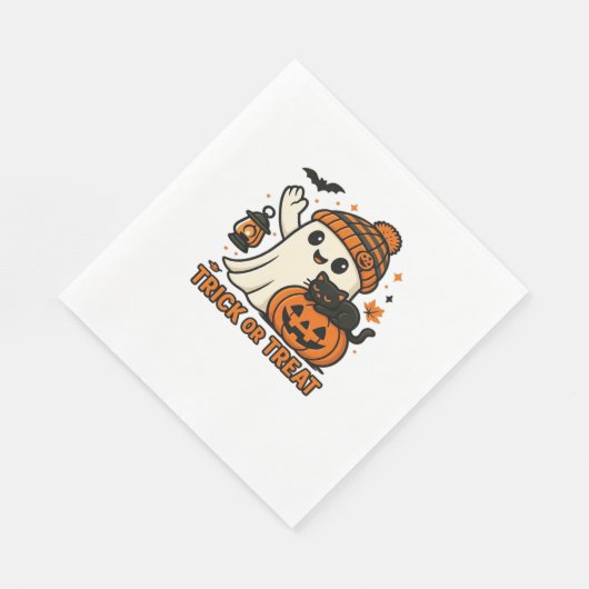 Niedlicher Ghost und Black Cat Trick oder Behandlu Serviette (Ecke)