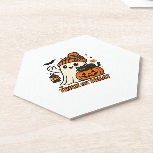 Niedlicher Ghost und Black Cat Trick oder Treat Cl Untersetzer (angewinkelt)