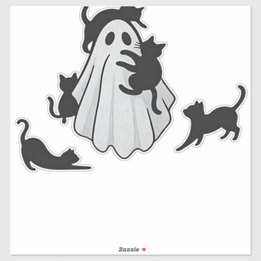 Niedlicher Ghost und Black Cats Klassischer T - Sh Aufkleber (Blatt)