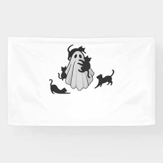 Niedlicher Ghost und Black Cats Klassischer T - Sh Banner (Horizontal)