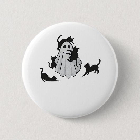 Niedlicher Ghost und Black Cats Klassischer T - Sh Button (Vorderseite)