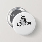 Niedlicher Ghost und Black Cats Klassischer T - Sh Button (Vorne & Hinten)