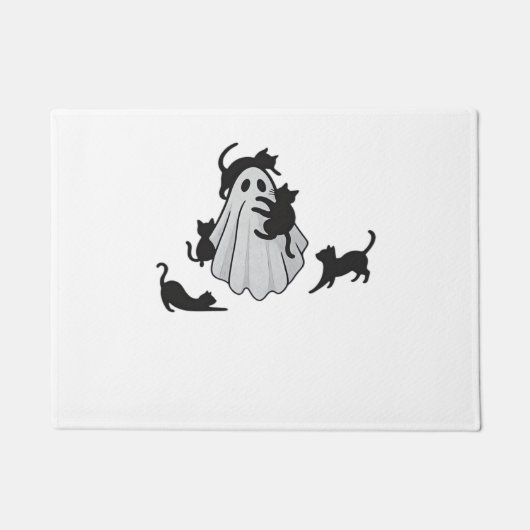 Niedlicher Ghost und Black Cats Klassischer T - Sh Fußmatte (Vorderseite)