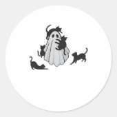 Niedlicher Ghost und Black Cats Klassischer T - Sh Runder Aufkleber (Vorderseite)