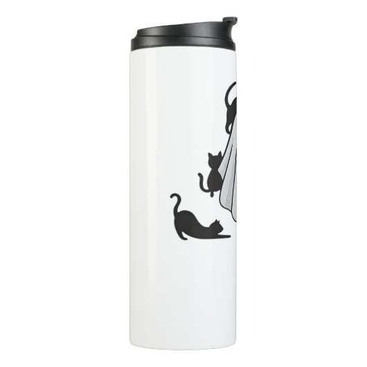 Niedlicher Ghost und Black Cats Klassischer T - Sh Thermosbecher (Nach links gedreht)