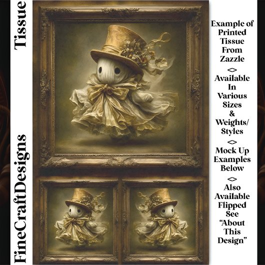 Niedlicher Ghost-Vintag-Frame DU3L-Dekoupage Seidenpapier