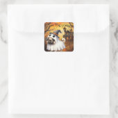 Niedlicher Ghostie Mops Anpassbare Halloween-Kamer Quadratischer Aufkleber (Tasche)