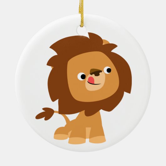 Niedlicher gieriger Cartoon Löwe Keramikornament (Hinten)