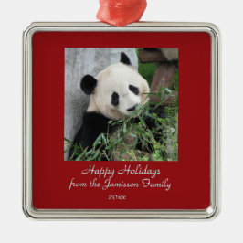 Niedlicher Gigant Panda Weihnachtsfeiertag Ornamen Ornament Aus Metall