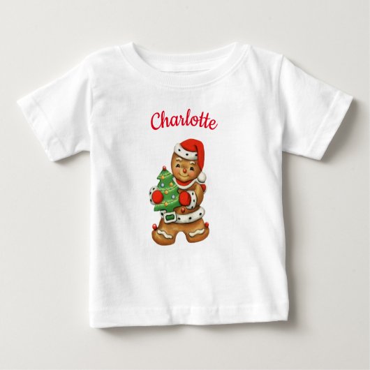 Niedlicher Gingerbrei Cookie personalisierter Name Baby T-shirt (Vorderseite)