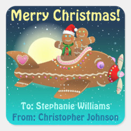 Niedlicher Gingerbrot Cartoon Quadratischer Aufkleber