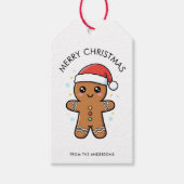 Niedlicher Gingerbrot Mann mit Weihnachtsmannmütze Geschenkanhänger (Vorderseite)